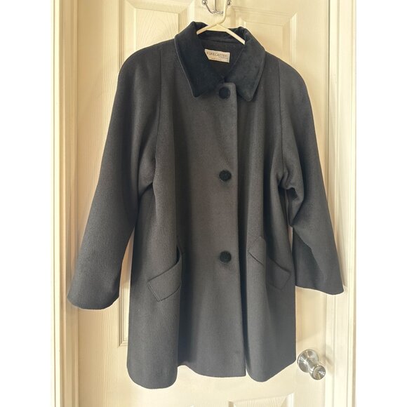 Forecaster Womens Black Wool Blend Coat With Velvet Collar & Button Front - Picture 2 of 10